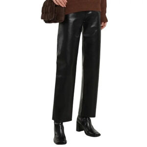 AGOLDE Black Recycled Leather 90's Pinch Waist Straight Leg Pants 31